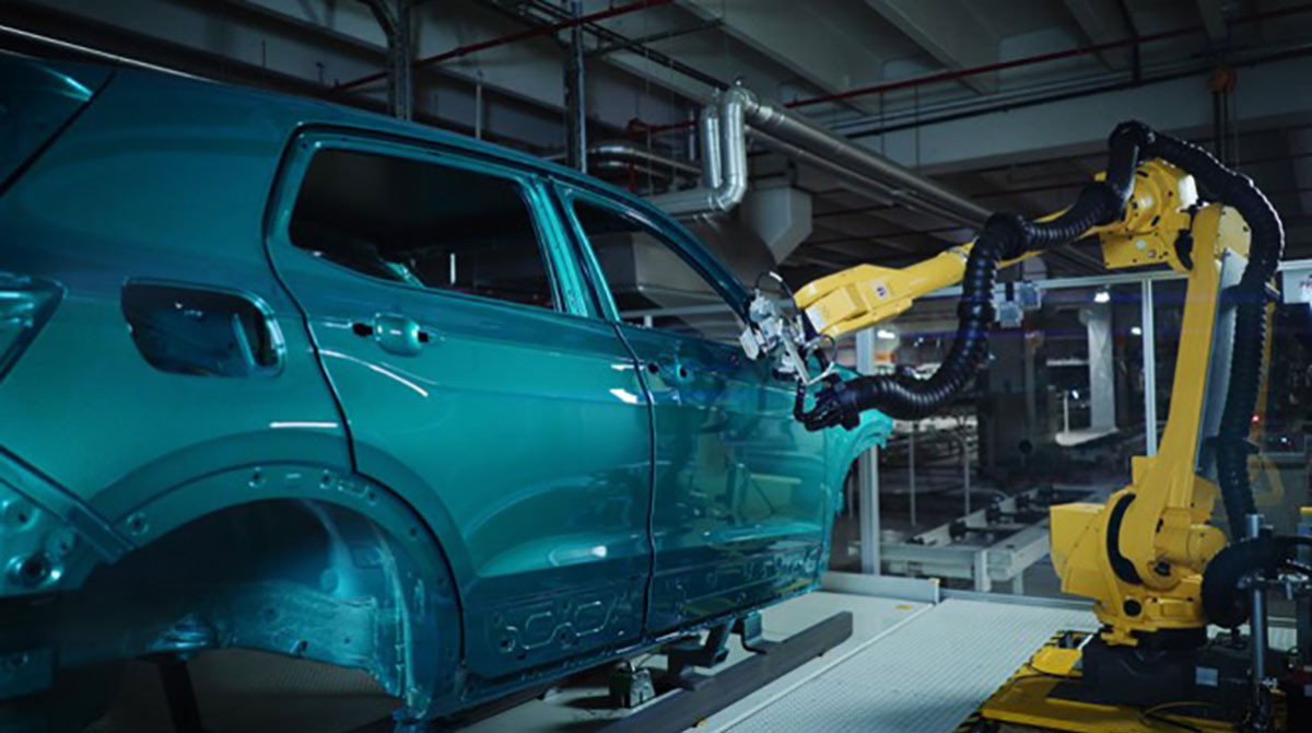 Sistema das-Nano Irys  para la primera instalación del mundo de inspección de espesor de pintura en una planta del Grupo Volkswagen.